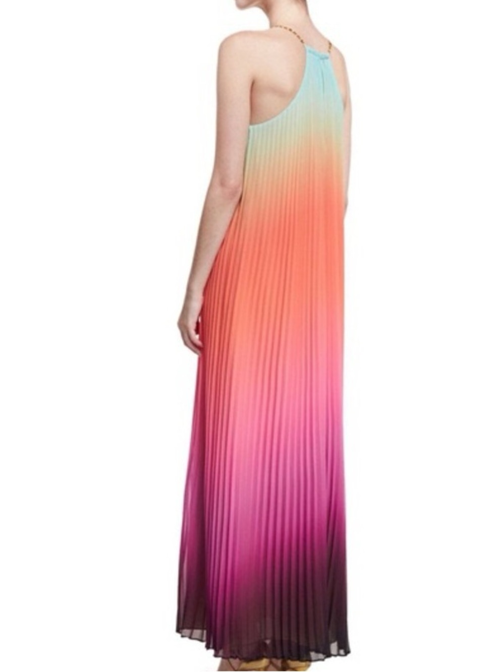 Trina Turk | Ombre Pleated Halter Maxi Dress, S - Picture 2 of 9